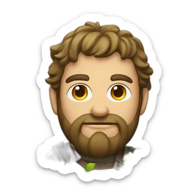 medieval serious man hidden behind bush sticker