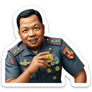 military uniformed boy with medal sticker