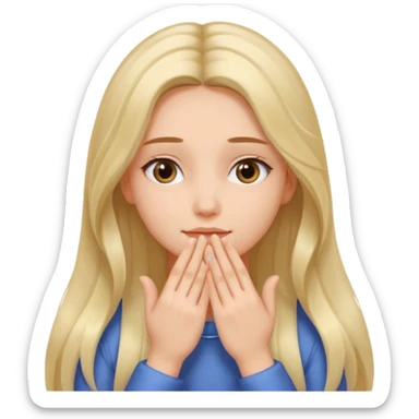 only one Girl , ( no boy ) touching his face with his own both hand, and smoothly rubbing the face sticker