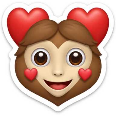 Perezoso con corazones en la cara y los ojos serrados sonriendo como enamorado sticker