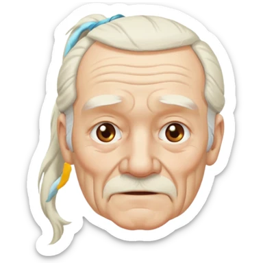 Old man with long white pony tail sticker