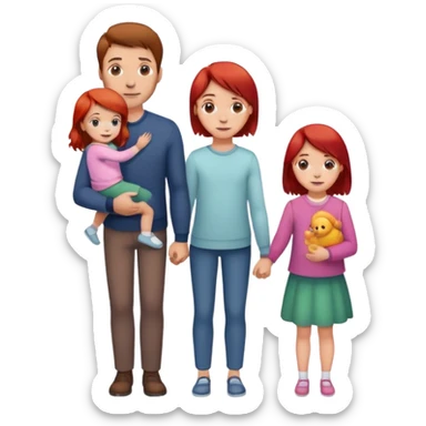 A man with brown hair holding a child, a daughter, and a girl with red hair by the hand sticker