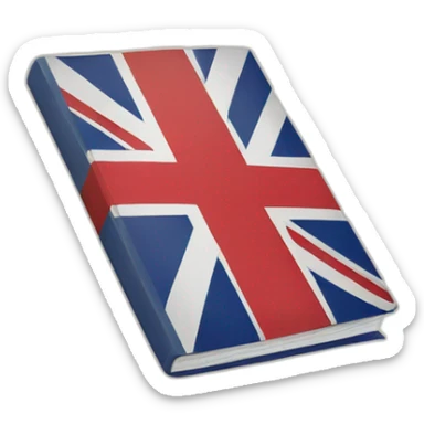 Create a book illustration with a UK flag for an English subject emoji sticker