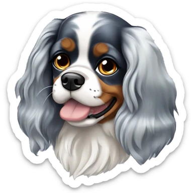 blue merle cavalier king charles spaniel with black ears sticker
