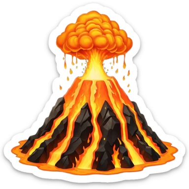 an erupting volcano with lava sticker