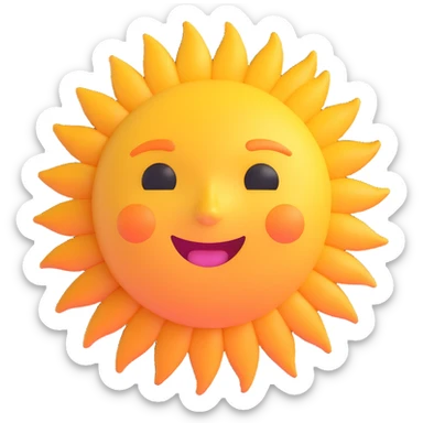 A sun with a pleasant face, in the style of Microsoft 3D emoji sticker