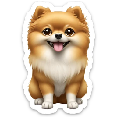 cute Pomeranian dog (Spitz) standing on its hind legs, holding its front paws together to form a heart shape  sticker