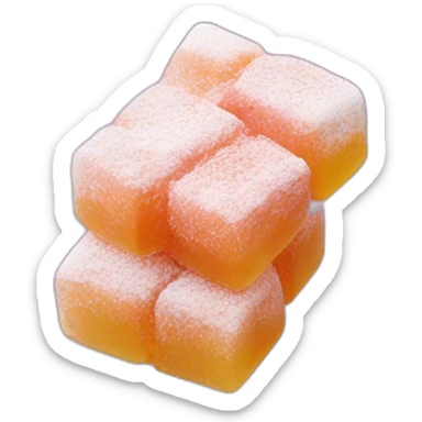 Turkish delight, gummy candy. Powdered sugar coating sticker