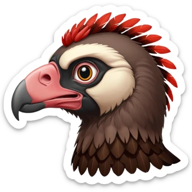 mature vulture with black and reddish feathers looking forward sticker