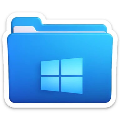 Windows 11 inspired folder icon, sleek, blue tones, glassy effect, no text sticker