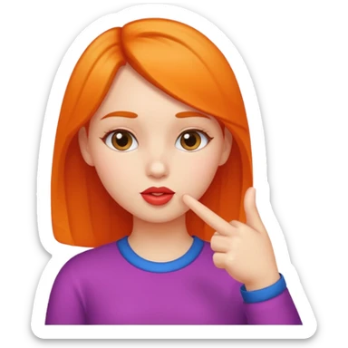 girl with kissy face putting her thumb and pointer finger together sticker