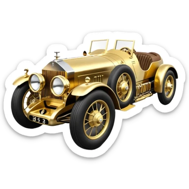  1949 luxury racing c-3po Rolls Royce lowered powerful 4 cylinder engined racing car featuring advanced rugged 4 wheel independent suspension, power steering, disc brakes and small leather covered steering wheel  sticker