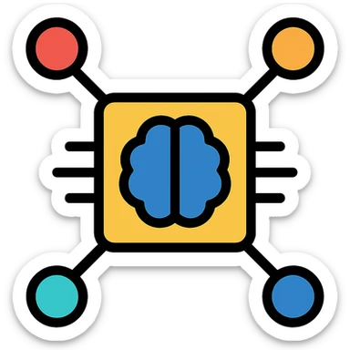 AI neural network nodes icon sticker