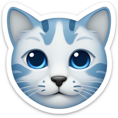 Blue simplistic sketch of a cute cat face sticker