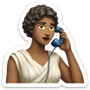 Hypatia of Alexandria on the phone giving advice facing forward to right sticker