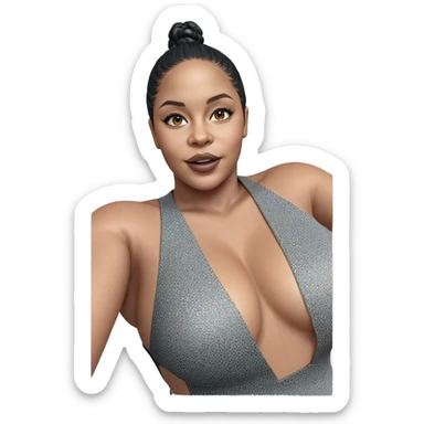 realistic girl in black dress sticker