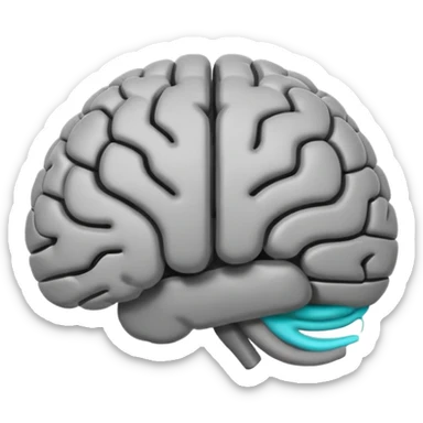 stylized brain emoji using Google's color palette, minimal and flat sticker