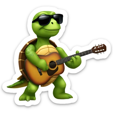 Turtle wearing sunglasses playing guitar sticker
