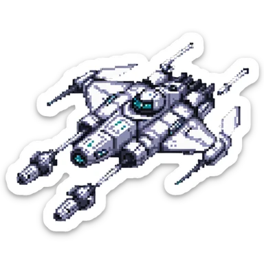 battle-worn space cruiser with weapon turrets sticker