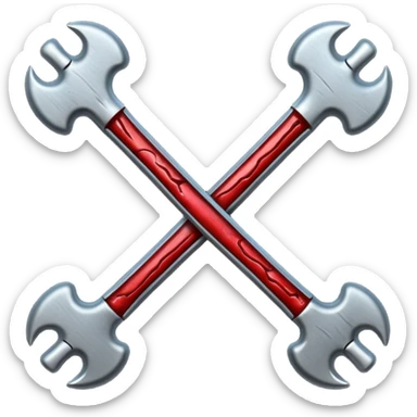 Emoji-style metallic bones with traces of blood, steel texture, dark dramatic tone, clean background sticker