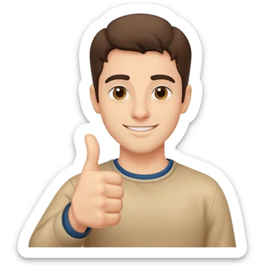 Young Italian actor Andrea Arru shows thumbs up sticker