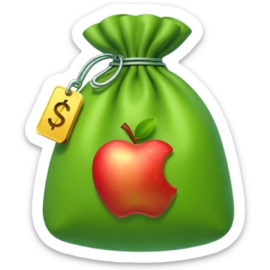money bag with visible CZK label, Apple emoji style, simple colorful, slight 3D effect sticker