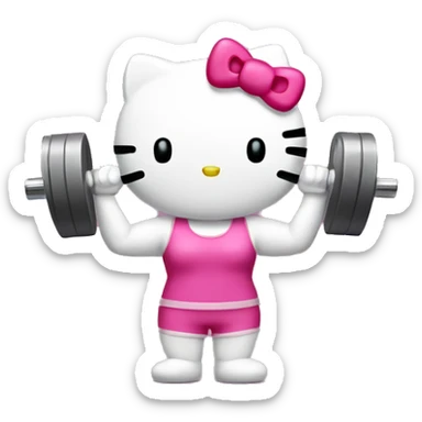 Hello kitty lifting weights  sticker