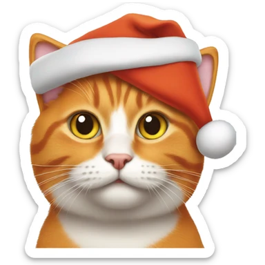 Orange cat wearing a Santa hat sticker