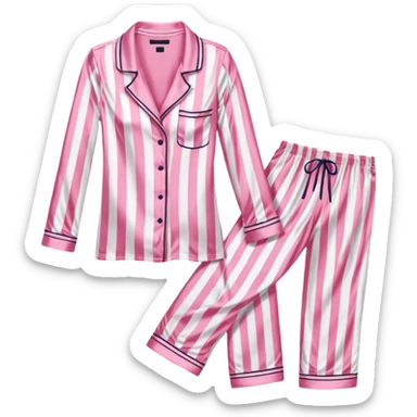 Striped pink and white silk Victoria’s Secret pajama set sticker