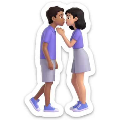 Black haired brown skinned boy kissing a black haired light skinned girl sticker