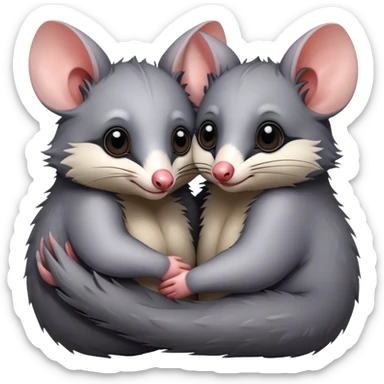 Possum hugging another possum  sticker