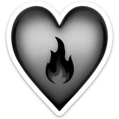 generate a black heart with a black flame sticker