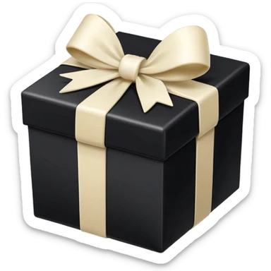 square black gift box present with an ivory bow sticker