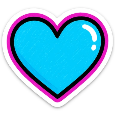 blue heart, glossy and vibrant sticker