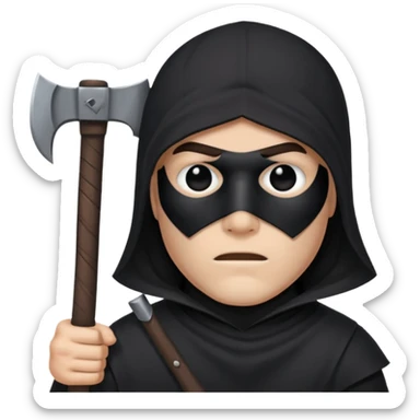 an executioner with a black sheet on his face so we can't see his face but only his eyes and an axe in his hand sticker