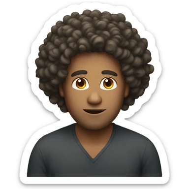 A man with voluminous curly hair. sticker