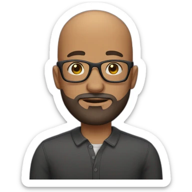 bald man with  three-day beard and glasses sticker