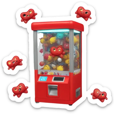 red claw machine, realistic toys inside sticker