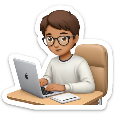 student studying with laptop computer sticker