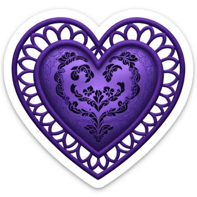 black and purple lace heart sticker