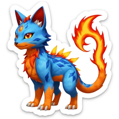 Litten-Gabite-Veemon-Digimon-Peppercat-Pokémon-Flamedramon-fusion-animal-hybrid-creature, Full body  sticker