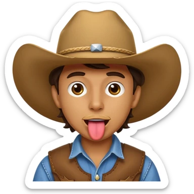 cowboy sticking tongue out sticker