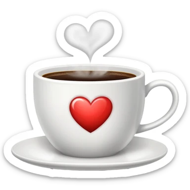 steaming coffee cup with heart-shaped steam sticker
