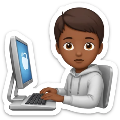 a child programs on a computer sticker