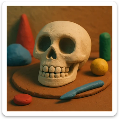 skull, claymation style sticker