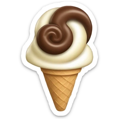 Chocolate and vanilla ice cream swirl one scoop sticker