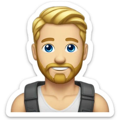 undercut with long blonde beard blue eyes sticker