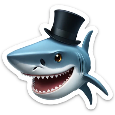 Shark with a top hat sticker