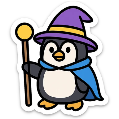 penguin wizard sticker