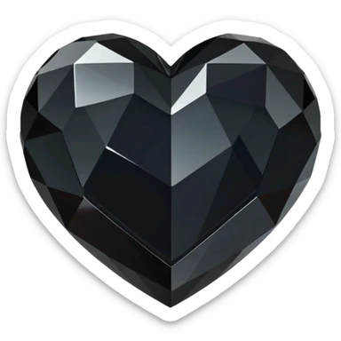 Crystals black heart 3D  sticker
